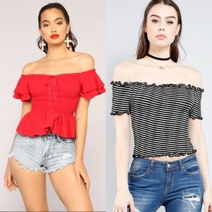 2 Smocked Off-The-Shoulder Tops